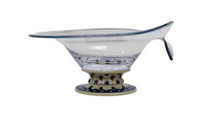 Glass bowl / platter on ceramic foot (A328 D33)