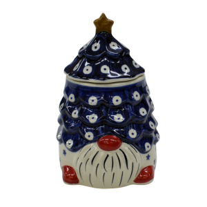 Gnome Christmas tree ceramic container with lid (A523 D22)  