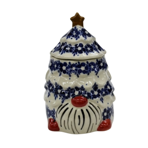 Gnome Christmas tree ceramic container with lid (A523 D51)   