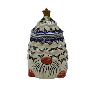 Gnome Christmas tree ceramic container with lid (A523 D60)  