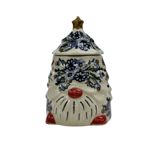 Gnome Christmas tree ceramic container with lid (A523 D7)    