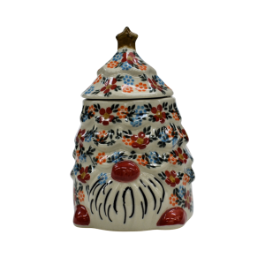 Gnome Christmas tree ceramic container with lid (A523 D54)