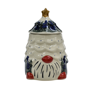 Gnome Christmas tree ceramic container with lid (A523 D19)  