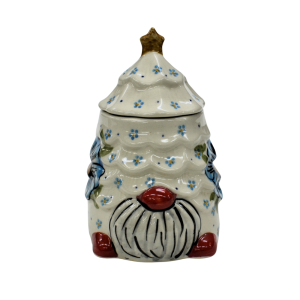 Gnome Christmas tree ceramic container with lid (A523 D102)   