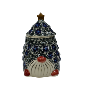 Gnome Christmas tree ceramic container with lid (A523 D117)     