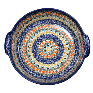 Round ceramic platter with handles (A525 D5)  