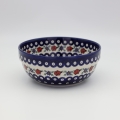 Bowl / salad bowl with rim 23 cm A196 D105 – hand-painted Bolesławiec pottery with traditional cobalt design, elegant style for serving salads and main dishes.