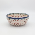 Bowl / salad bowl with rim 23 cm A196 – hand-painted Bolesławiec pottery with traditional cobalt design, elegant style for serving salads and main dishes.