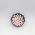Flower bowl IV A269 D139 – hand-painted Bolesławiec pottery in a decorative flower shape with a traditional blue-and-white pattern, perfect for desserts and snacks.