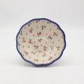 Flower bowl I A266 D141 – hand-painted Bolesławiec pottery in a decorative flower shape with a traditional blue pattern, perfect for desserts, fruits, and snacks.