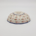 Flower bowl I A266 D141 – hand-painted Bolesławiec pottery in a decorative flower shape with a traditional blue pattern, perfect for desserts, fruits, and snacks.