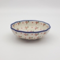 Flower bowl I A266 D141 – hand-painted Bolesławiec pottery in a decorative flower shape with a traditional blue pattern, perfect for desserts, fruits, and snacks.