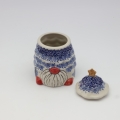 Ceramic container Gnome Christmas tree with lid A523 D108 – hand-painted Bolesławiec pottery in the shape of a gnome and Christmas tree, decorative and practical for storage.