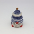 Ceramic container Gnome Christmas tree with lid A523 D108 – hand-painted Bolesławiec pottery in the shape of a gnome and Christmas tree, decorative and practical for storage.
