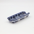 Corn tray A407 D118 – hand-painted Bolesławiec pottery in a traditional pattern, perfect for serving corn, vegetables, and snacks.