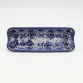 Corn tray A407 D118 – hand-painted Bolesławiec pottery in a traditional pattern, perfect for serving corn, vegetables, and snacks.