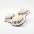 Triple serving tray A365 D56 – hand-painted Bolesławiec pottery, perfect for serving snacks, cheeses, and appetizers.