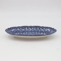 Small embossed platter A260 D98 – hand-painted Bolesławiec pottery, perfect for serving appetizers and desserts.