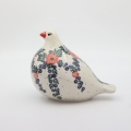 Hand-painted Bolesławiec ceramic pigeon figurine.