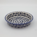 Round ceramic baking dish from Boleslawiec, authentic Polish pottery, hand painted stoneware cookware, handmade artisan ceramic dish for oven, microwave and dishwasher.