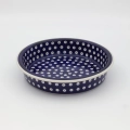 Round ceramic baking dish from Boleslawiec, authentic Polish pottery, hand painted stoneware cookware, handmade artisan ceramic dish for oven, microwave and dishwasher.