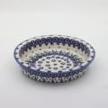 Round ceramic baking dish from Boleslawiec, authentic Polish pottery, hand painted stoneware cookware, handmade artisan ceramic dish for oven, microwave and dishwasher.