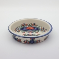 Round ceramic baking dish from Boleslawiec, authentic Polish pottery, hand painted stoneware cookware, handmade artisan ceramic dish for oven, microwave and dishwasher.