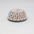 Detail of hand-painted decoration on Boleslawiec ceramic bowl – traditional Polish pottery.