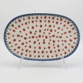 Boleslawiec ceramic platter 33 cm, large oval hand-painted Polish pottery platter.