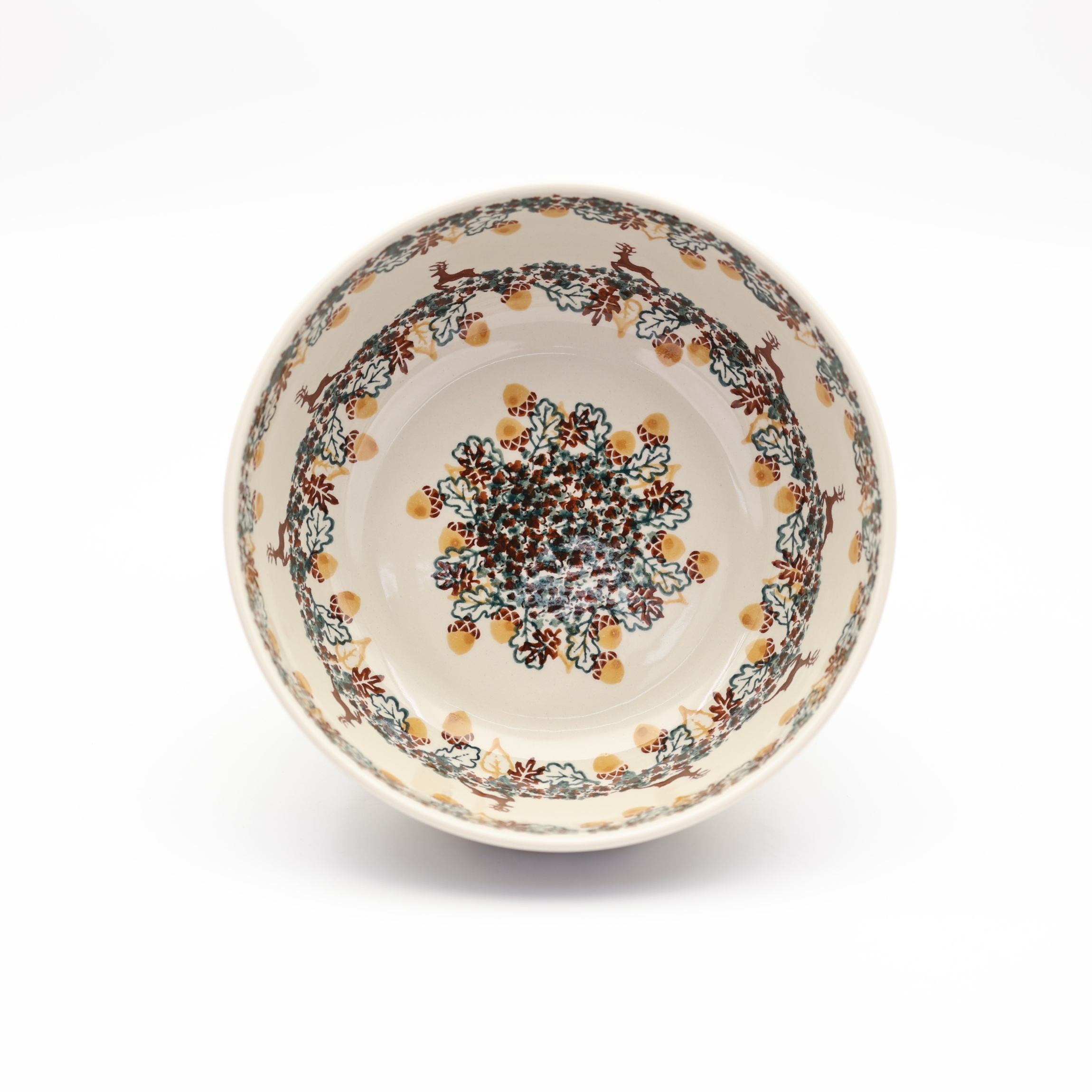 Bowl / salad bowl with rim 23 cm A196 D79 – hand-painted Bolesławiec pottery with traditional blue-and-white design, elegant for serving salads and main dishes.