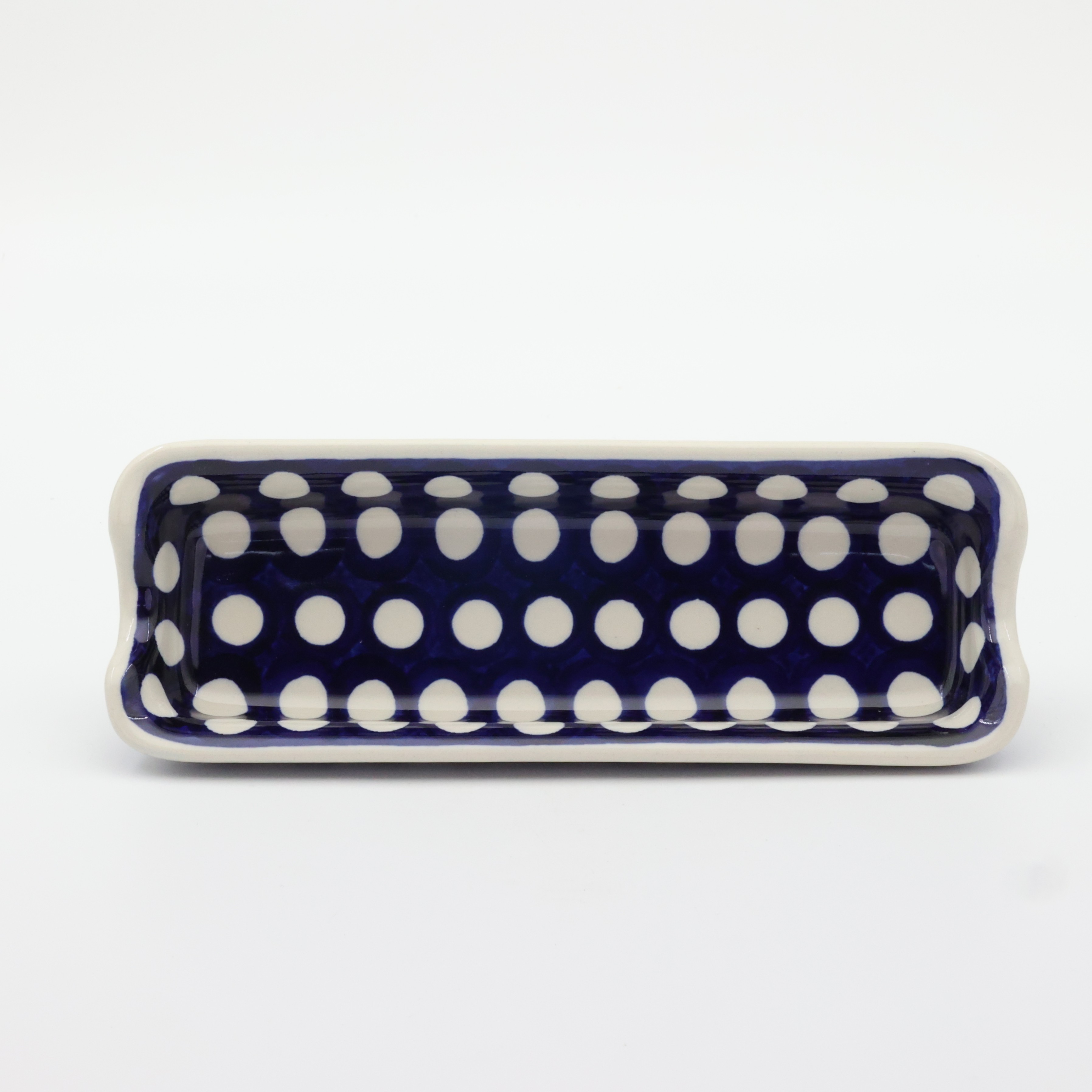 Corn tray A407 D64 – hand-painted Bolesławiec pottery in a traditional pattern, perfect for serving corn, snacks, and side dishes.