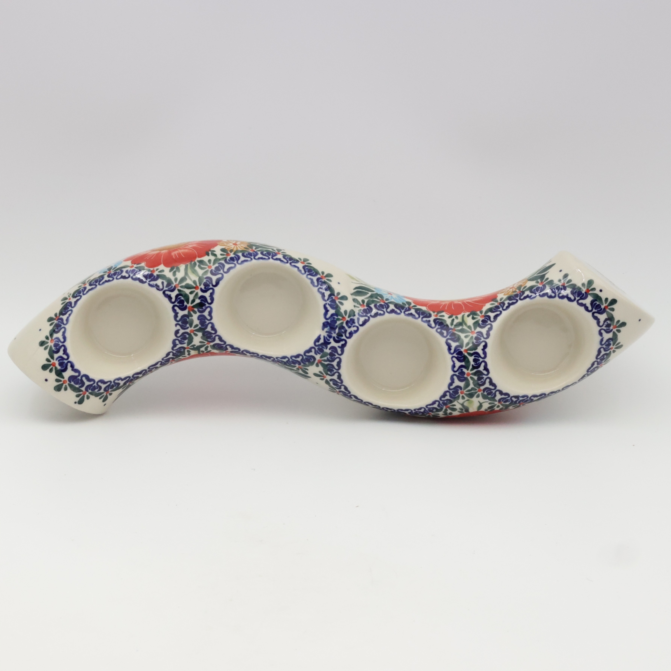 Decorative Bolesławiec candle holder A750 D60, ideal for living room or dining area.