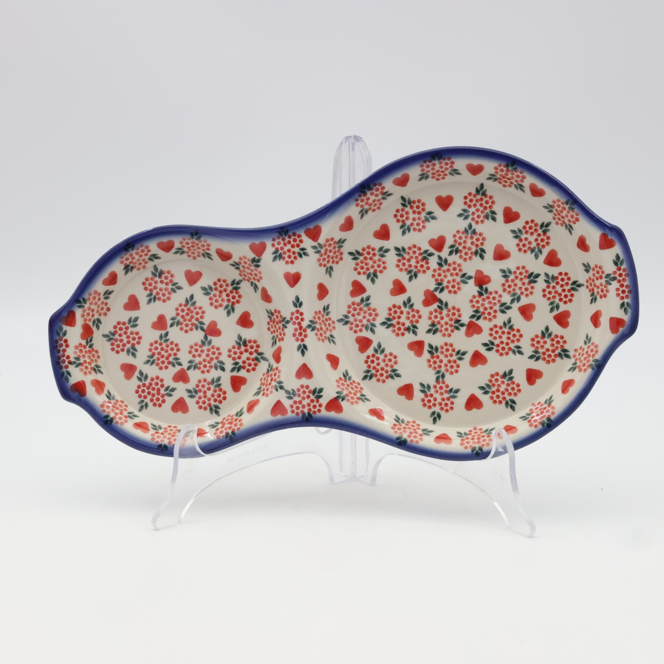 Hand-painted ceramic breakfast tray from Bolesławiec pottery.