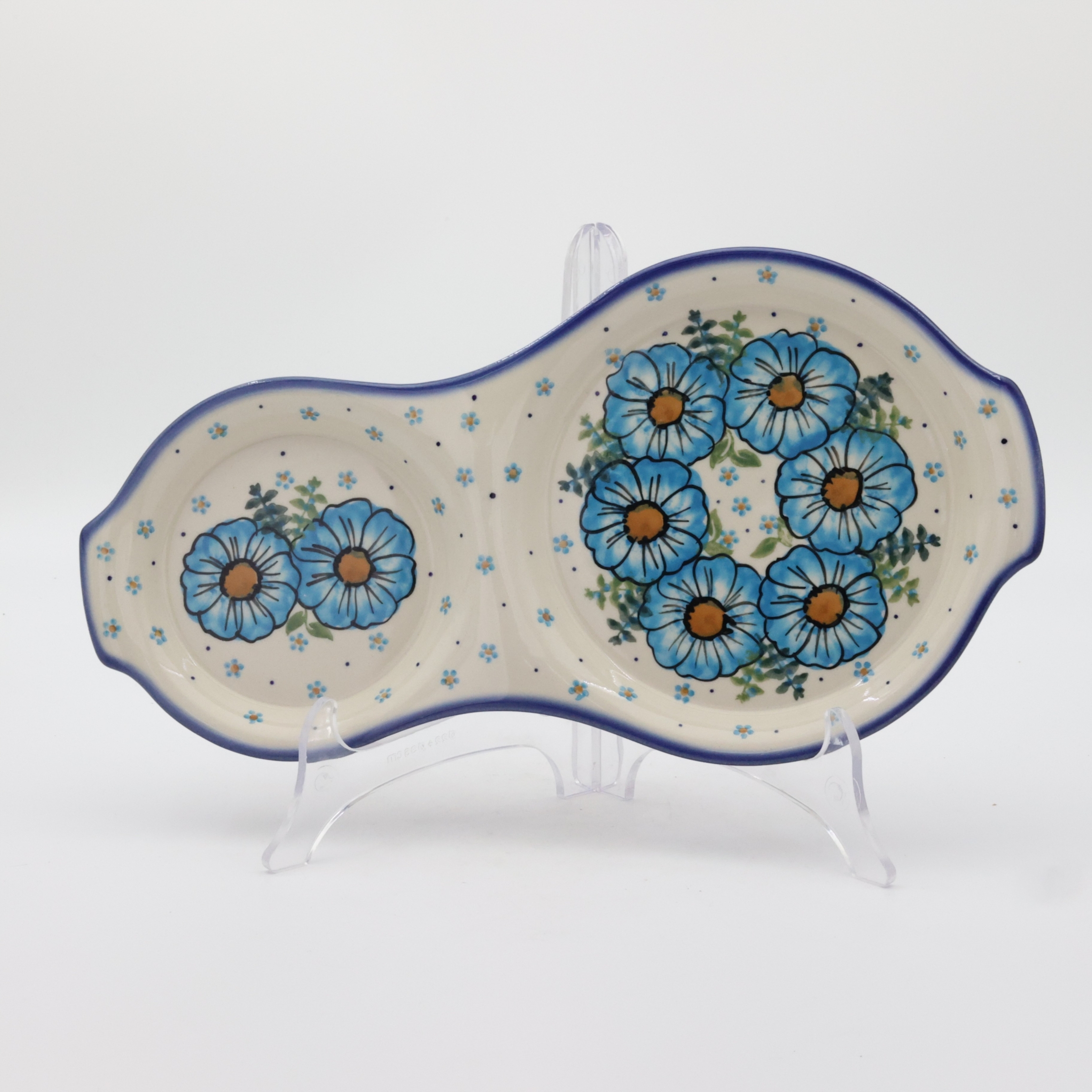Hand-painted ceramic breakfast tray from Bolesławiec pottery.