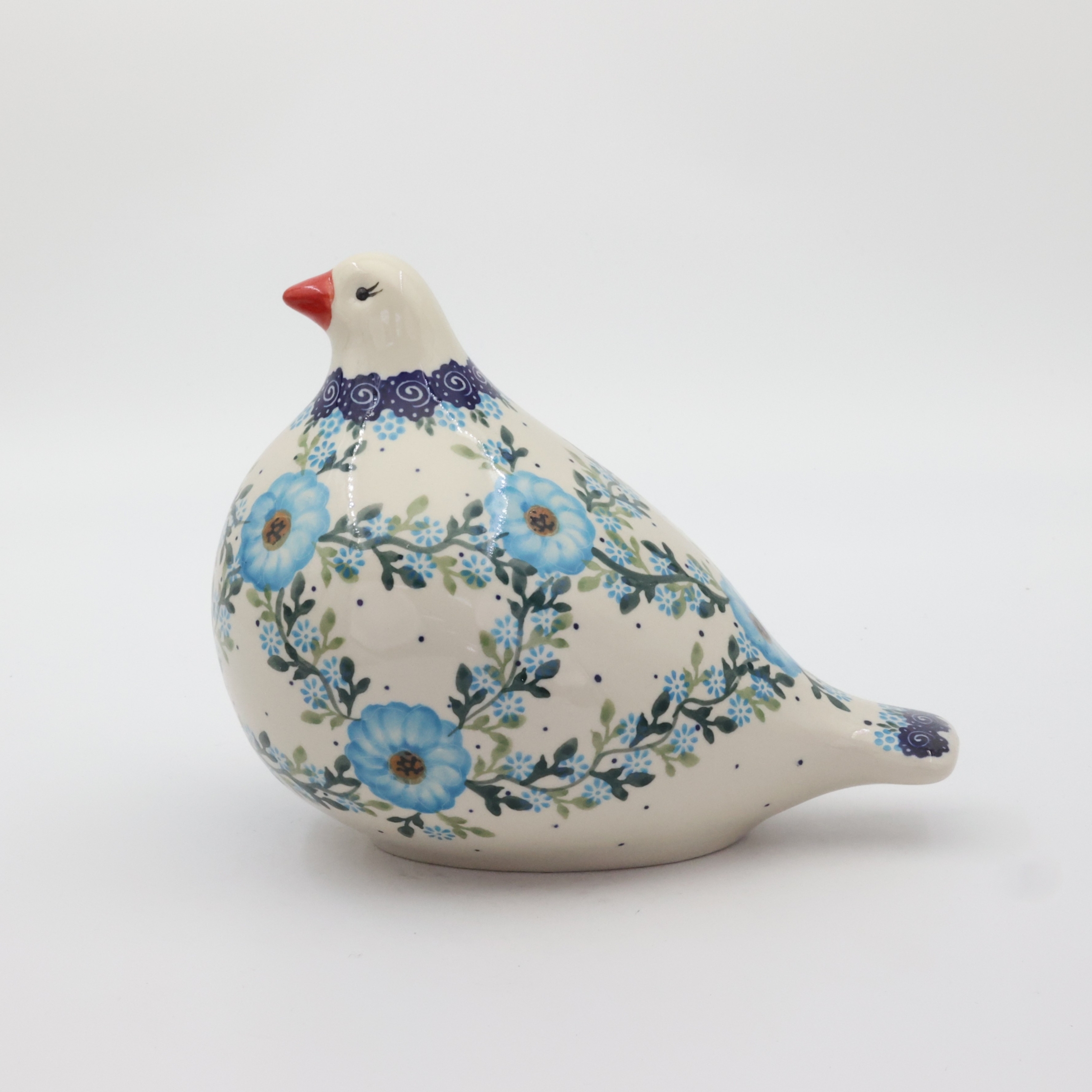 Each dove is carefully shaped from natural clay and hand-painted by skilled Bolesławiec artisans, making every piece truly one-of-a-kind.